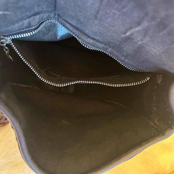 Vintage Brighton Black Smooth Leather Crossbody Purse Bag w/brown woven strap. T - Picture 8 of 15